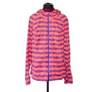 Lukka Women's Multicolor Striped Full Zip Hoodie Jacket Size XL Thumbhole Pocket